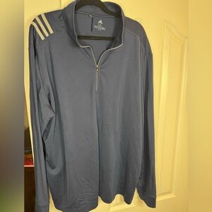 Adidas Dark Blue Zip-Up Sweater with Stripes